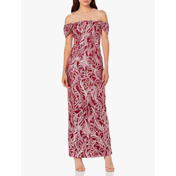 NWT JS Collections Women's Cora Cold Shoulder Column Long Gown size 18